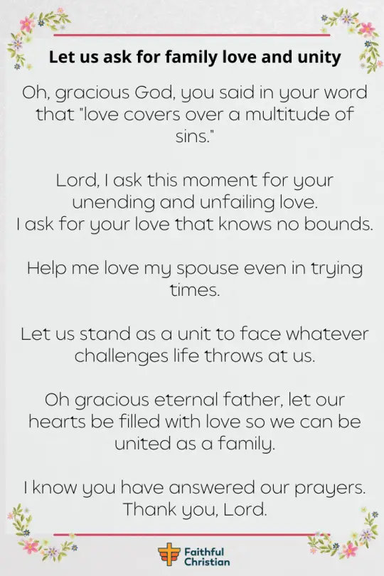 7 poderosas oraciones por el amor y la unidad familiar (con versículos bíblicos)