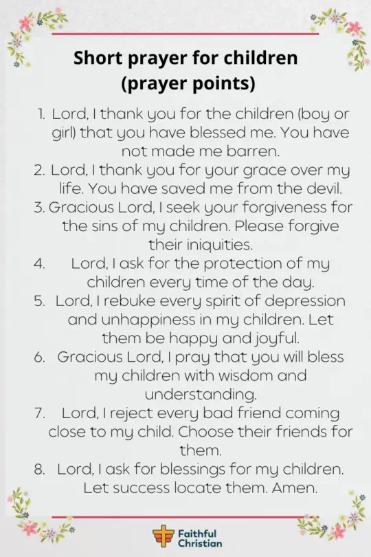 7 Oración de Ánimo para los Niños (Hijos e Hijas)