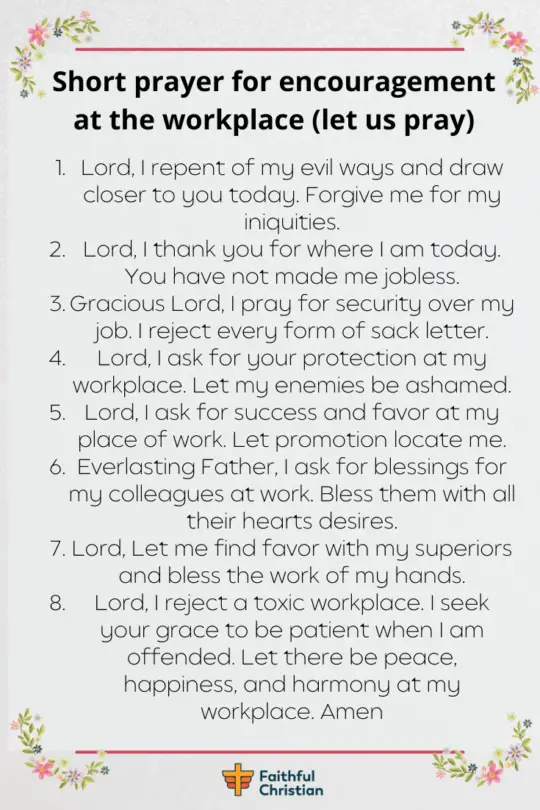 7 oraciones de aliento en el trabajo (problemas y protección)