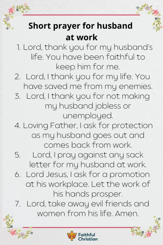 7 oraciones poderosas para mi esposo en el trabajo, en el trabajo y en el lugar de trabajo