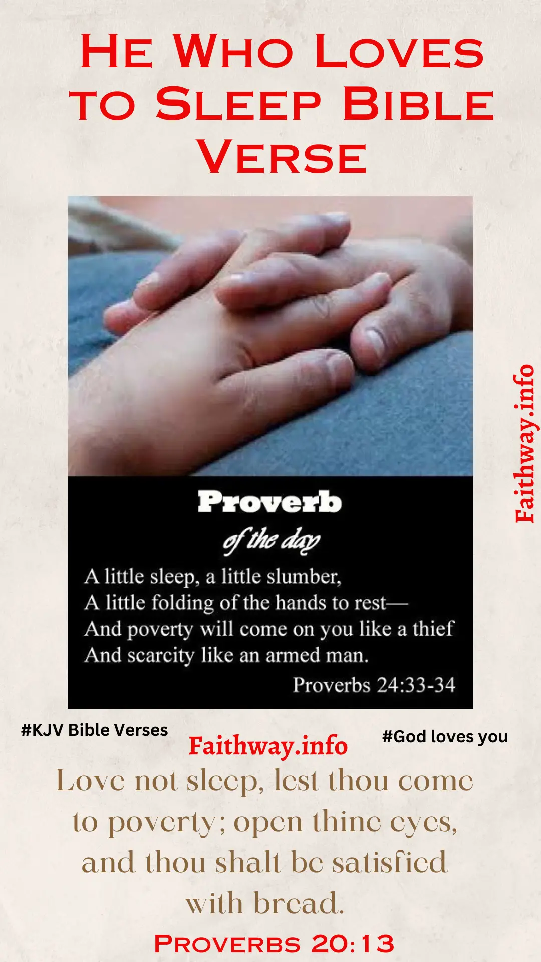 El que ama dormir Versículo bíblico: Escrituras KJV -
